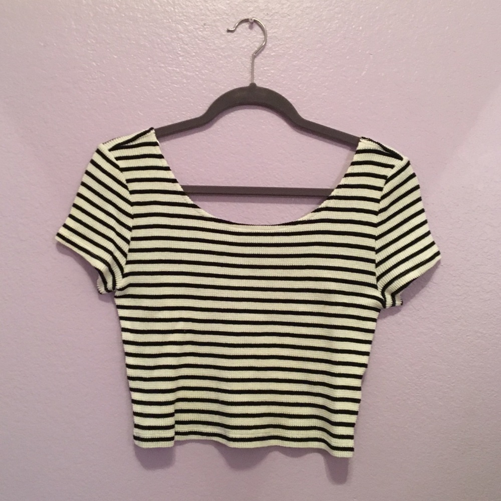 Striped white crop top